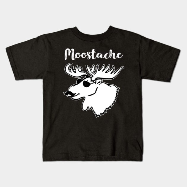 Moose-stache Funny Moose Mustache With Sunglasses Graphic Design Kids T-Shirt by Jozka